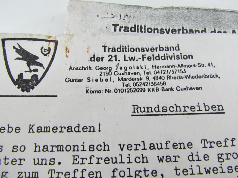 Report of a meeting of members of the Luftwaffe 21st Field Division