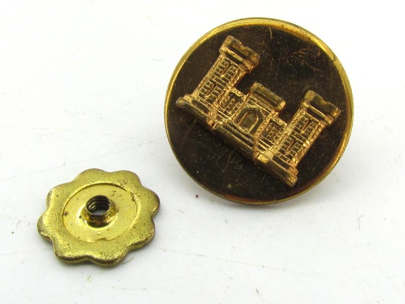 US WWII Engineers Corps Collar Badge Screw Back Insignia