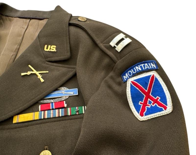 US WWII Class A Tunic Mountain Division Officer and Side Cap