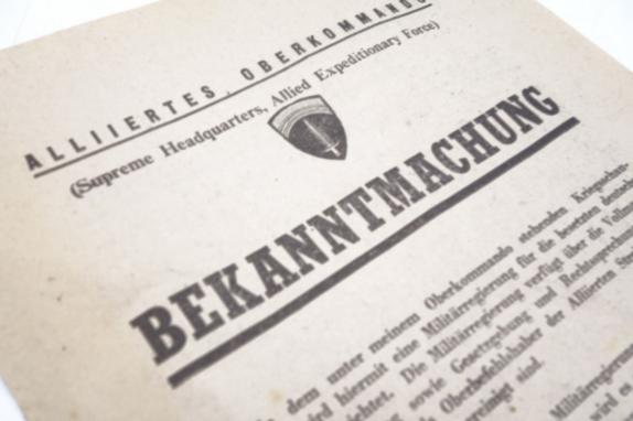 US WW2 Announcement leaflet