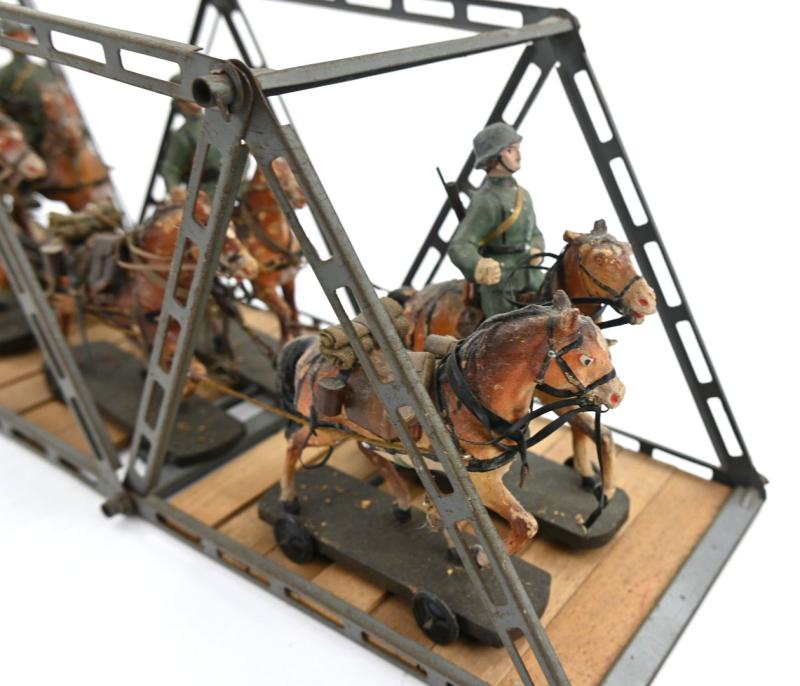German WH Elastolin Horse Drawn Wagon with bridge