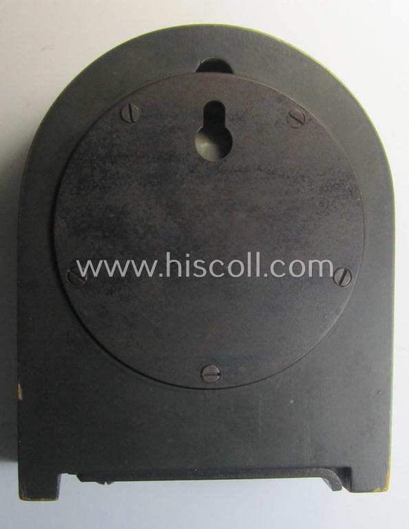 Attractive, bluish-grey-coloured WH-duty-clock (ie. 'WH Stationsuhr für Funker u. Diensträume') being a nicely preserved, 3-digit- (ie.'CXH'-) marked and/or '1944'-dated example that comes in a fully untouched albeit non-running, condition