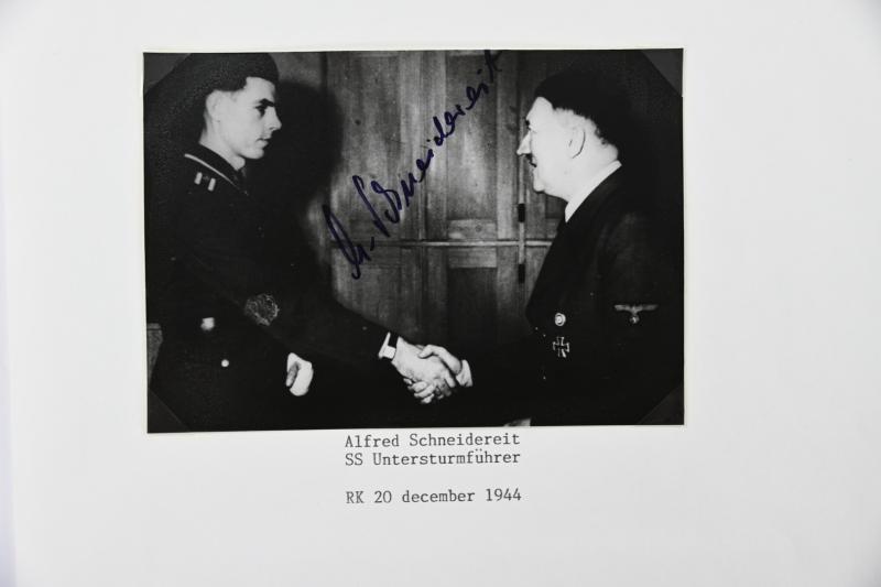 Signature of Waffen-SS Knight's Cross Recipient 'Alfred Schneidereit'