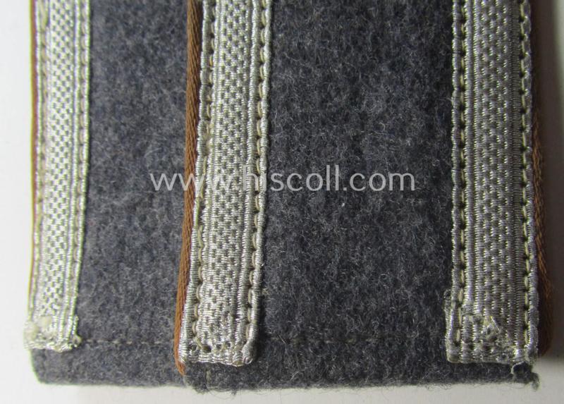 Attractive - and fully matching! - pair of WH (Luftwaffe) NCO-type shoulderstraps as piped in the light- ie. rust-brown- (ie. 'hell- o. kupferbrauner'-) coloured branchcolour as was intended for an: 'Unteroffizier der LW-Nachrichten-Truppen'
