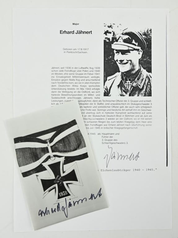 Signature of Luftwaffe KC-OLC&S Recipient 'Erhard Jähnert'