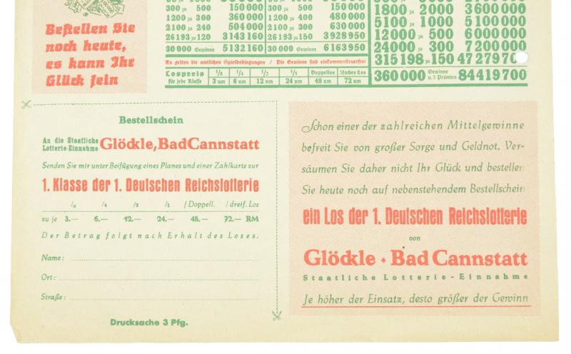 German Third Reich Lotterie Flyer