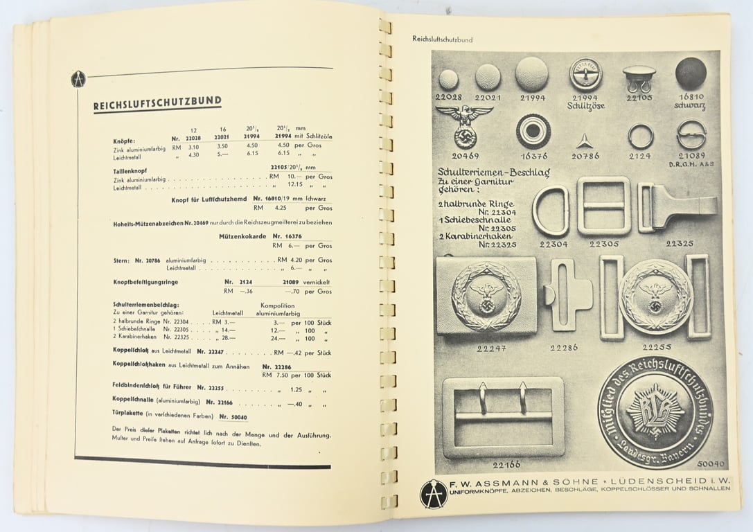 German Third Reich Sellers Catalogus Assmann & Sohne