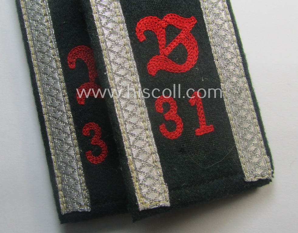 Early- (ie. pre-) war-period, WH (Heeres) 'M36'-pattern (pointed-styled) 'cyphered', NCO-type shoulderstraps as was intended for an: 'Uffz. u. Mitglied des Art.-Beobachtungs-Abtlgs. 31'