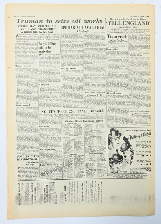 British WW2 Newspaper 'Evening Standard'