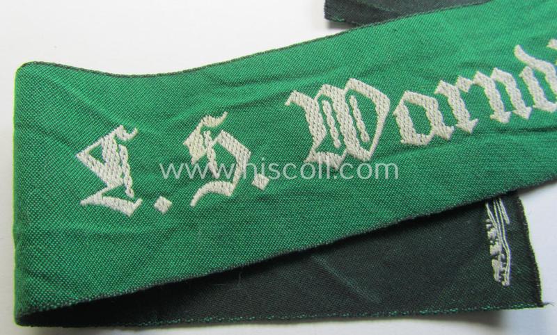 Attractive - and very scarcely found! - neatly 'BeVo'-woven, enlisted-mens'- (ie. NCO-) pattern so-called: 'L.S. Warndienst' cuff-title (ie. 'Ärmelstreifen')