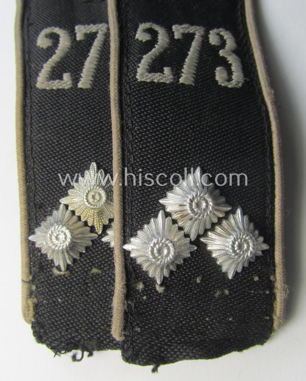 Superb - fully matching albeit clearly used! - white-piped, so-called: 'Reiter-HJ' (ie. 'HJ-Streifendienst') shoulderstrap-pair as was intended for a: 'HJ-Gefolgschaftsführer' who was attached to the: 'Bann 273' (273 = Kalenberg (Hannover-Süd...