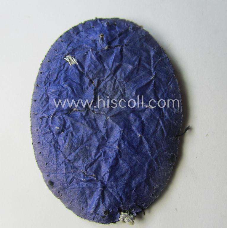 Moderately used, WH (Heeres) neatly hand-embroidered- and/or typical officers'- (ie. 'variant'-) pattern so-called: 'Edelweiss'-arm-badge (as specifically intended for usage by an officer serving within the 'Geb.-Jäger-Trpn.'