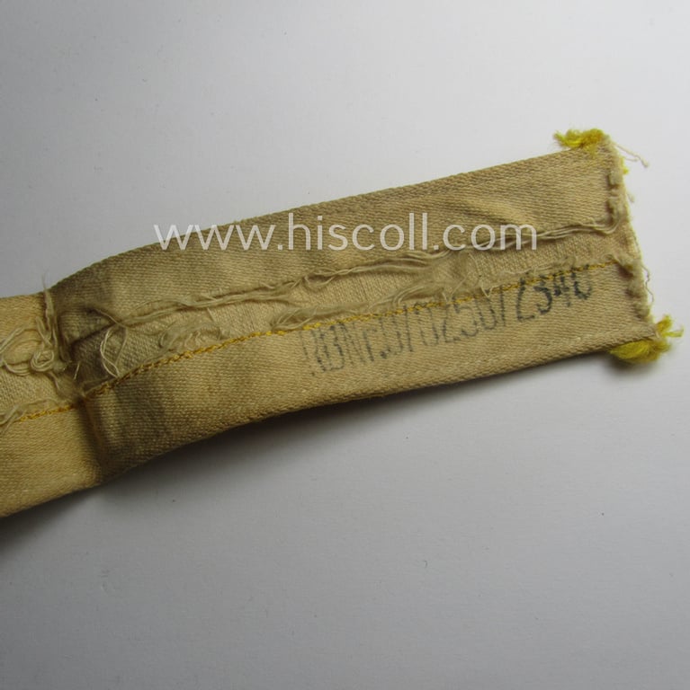 Truly worn WH cuff-title (ie. 'Ärmelstreifen') entitled: 'Kreta' (being an example that bears a printed 'RbN.'-numeral!) and that comes in a surely issued and/or carefully tunic-removed, condition