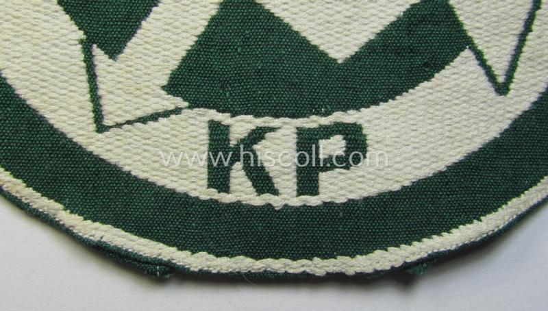 Attractive - and scarcely encountered! - SA (ie. 'Sturmabteilungen'), 'BeVo'-woven sport-shirt insignia that is void of its 'RzM'-etiket as was intended for an SA-member who served within the: 'Gruppe Kurpfalz' (KP)