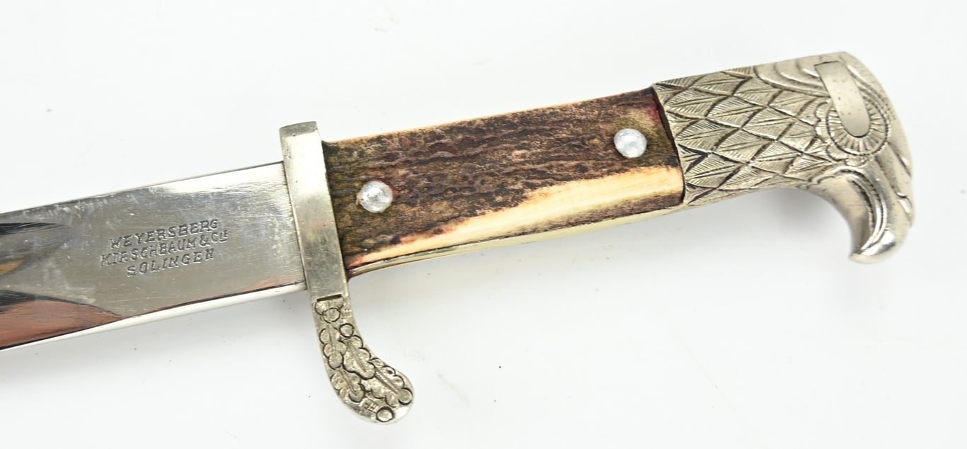 German Police Stag Handled Dress Bayonet with Frog