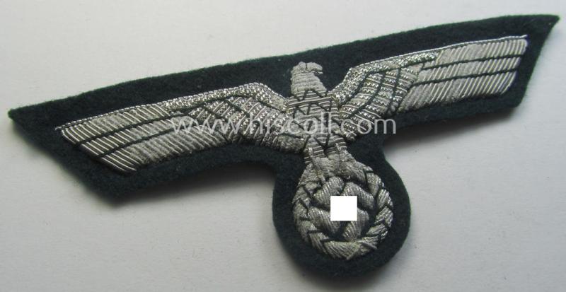 WH (Heeres) officers'-type, hand-embroidered breast-eagle (ie. 'Brustadler für Offiziere') that came stored in its period, 'Cellophan' pouch