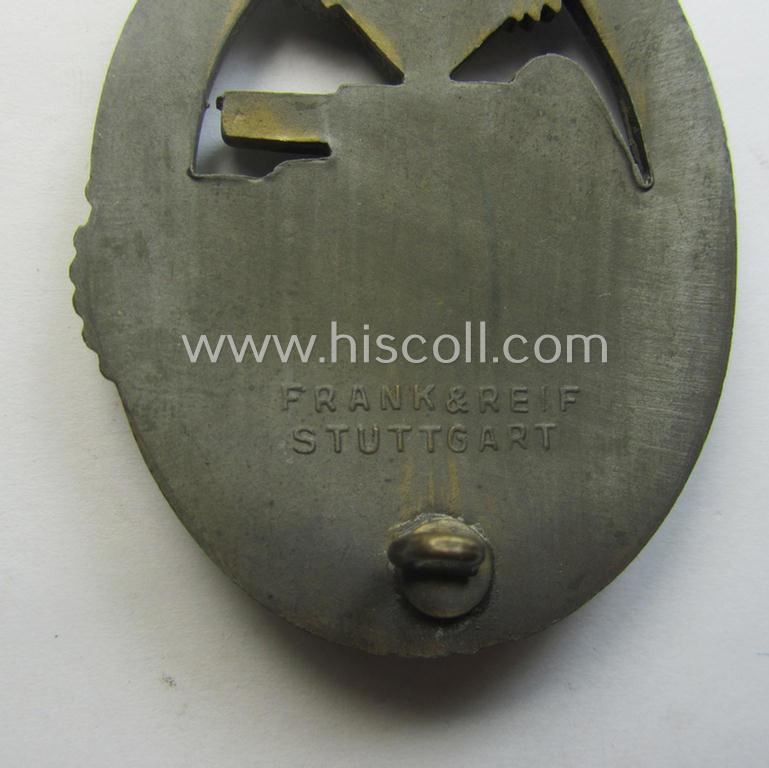 'Panzerkampfabzeichen in Bronze' (or: bronze-class panzer assault-badge or PAB) being a neat (I deem) somewhat later-war-period zinc- (ie. 'Feinzink'-) version as was procuced by the: 'Frank u. Reif'-company