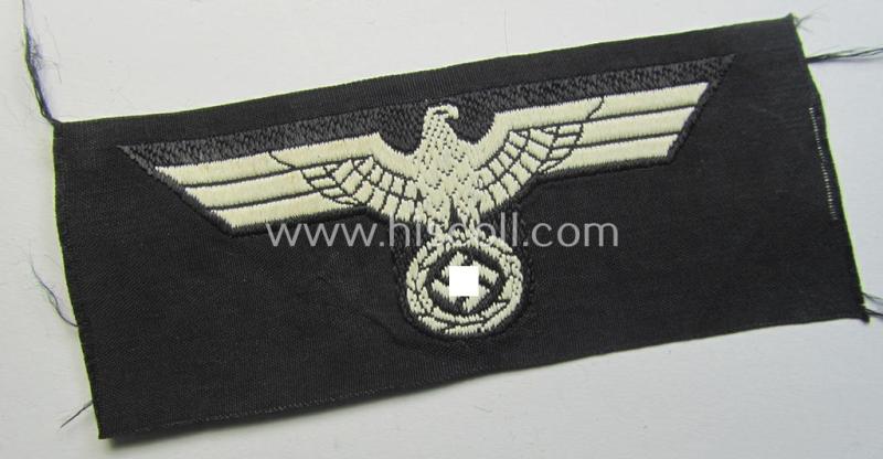 Superb - and scarcely encountered! - early-war-period type (ie. I deem around 1939/40) WH (Heeres) 'BeVo'-woven eagle- and cocarde-insignia-set as was specifically intended for usage on the black-coloured 'Panzer'-beret (ie. 'Panzerschutzmütze'...