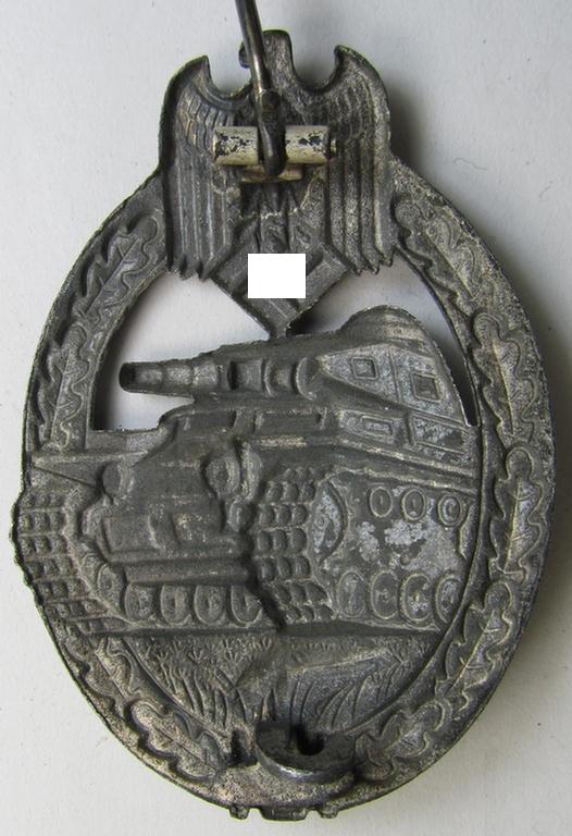 Attractive, 'Panzerkampfabzeichen in Silber' (or: silver-class panzer-assault badge or PAB) being a hollow-type, non-maker-marked- and/or zinc- (ie. 'Feinzink'-) based specimen as was procuced by the: 'Gebr. Wegerhoff'-company