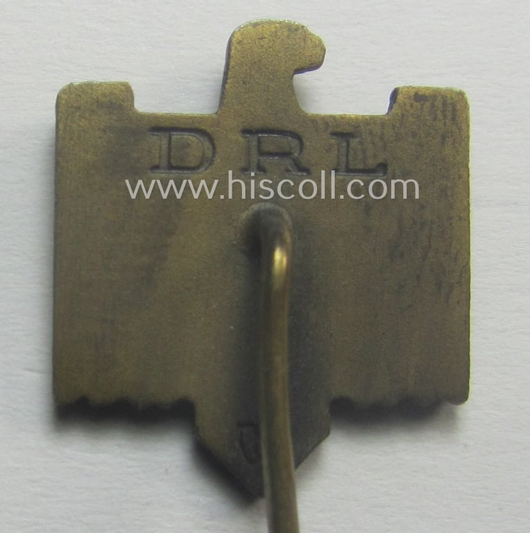 Darker-bronze-toned lapel-pin (ie. 'Mitgliedsabzeichen des DRL bzw. NSRL') as was intended for usage by a member of the TR-period sports'-association: 'NS Reichsbund für Leibesübungen (NSRL)'