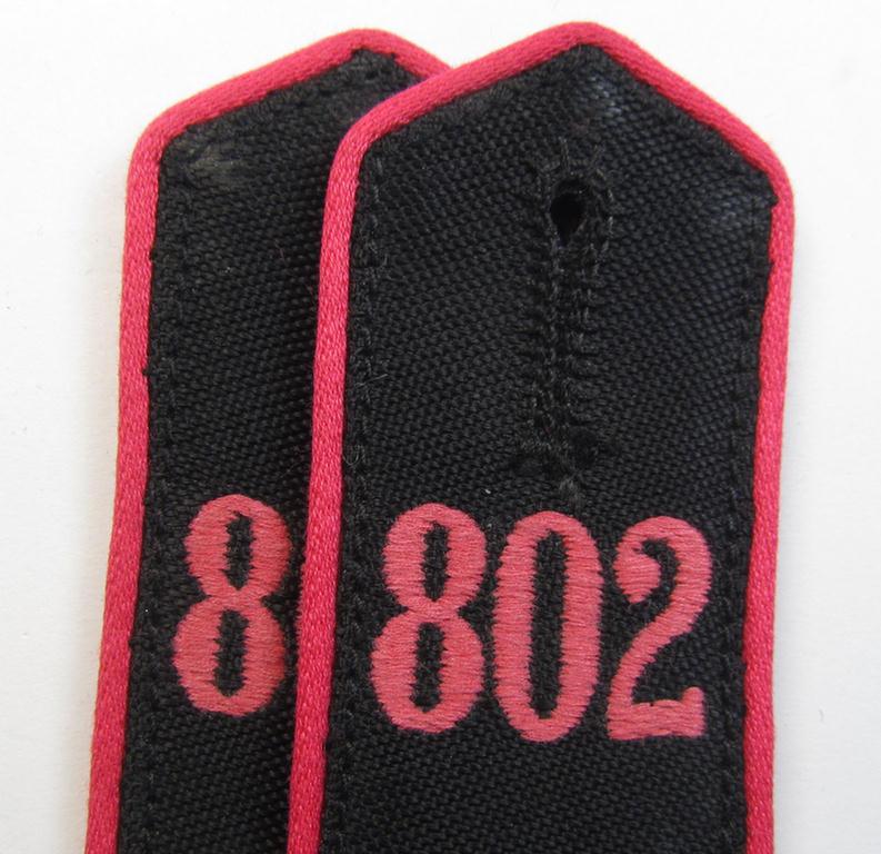 Hardly worn - and fully matching! - pair of bright-pink-piped so-called: 'Motor-HJ'-shoulderstraps as was intended for a: 'Hitlerjunge' who served within the 'Bann 802' (802 = 'Bann Lüben' situated in the 'Gebiet Ost-Schlesien'