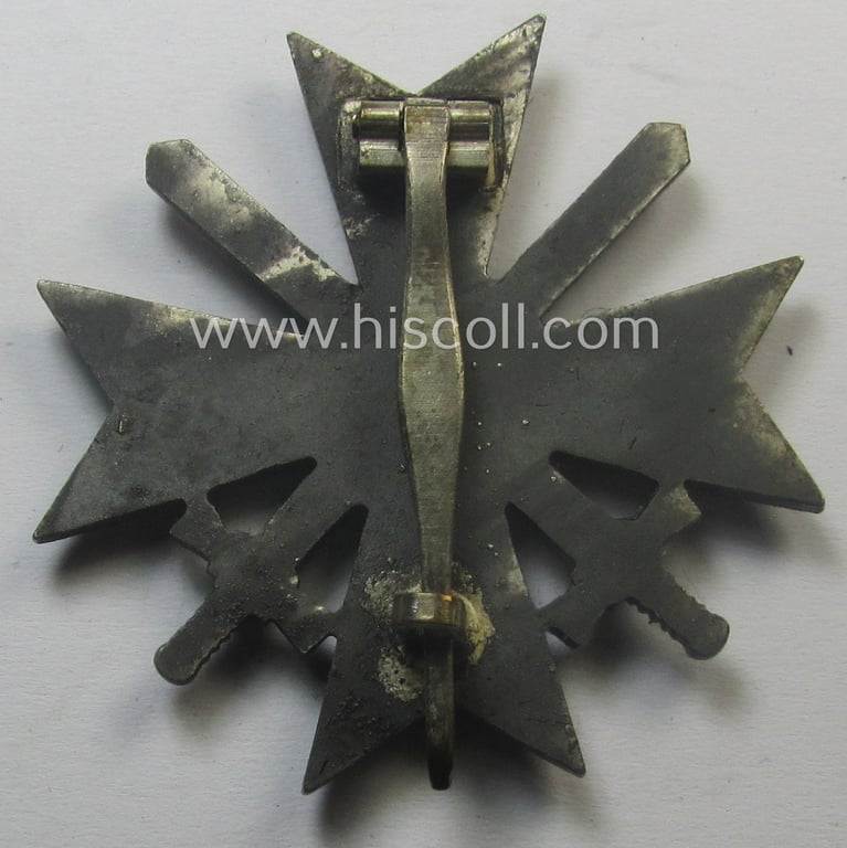 'Kriegsverdienstkreuz 1. Klasse mit Schw.' being a maker- (ie. '3'-) marked (and/or 'Feinzink'-based) specimen by the maker: (ie. 'Hersteller') 'Wilh. Deumer' that comes stored in its original, simplified 'KvK'-etui