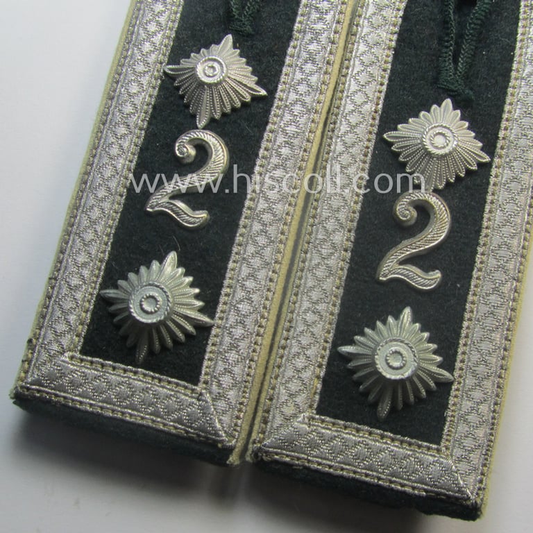 Pair of WH (Heeres) NCO-type (ie. early-war-period ie. 'M40'-pattern) neatly 'cyphered' shoulderstraps (being a so-called: 'privately-purchased'-pair): 'Oberfeldwebel des Infanterie-Rgts. 2'