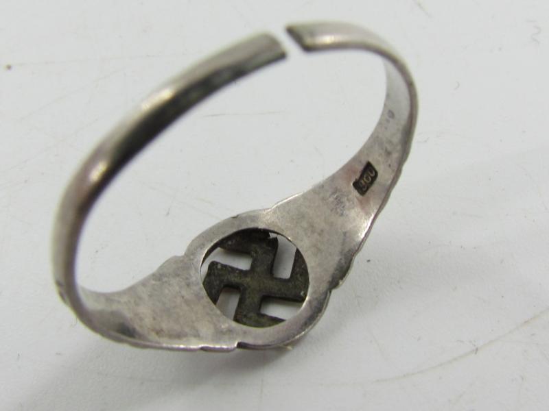 NSDAP Swastika Ring Silver Nazi Party Member
