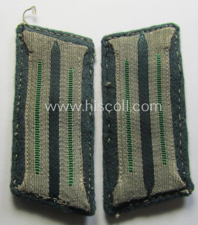 Superb - fully matching! - pair of pre-war-period WH (Heeres) 'M36' (ie. 'M40'-) type collar-patches (ie. 'Einheitskragenspiegel') as piped in the green-coloured branchcolour as intended for usage by a: 'Soldat der Jäger- o. Gebirgsjäger-Trupp...