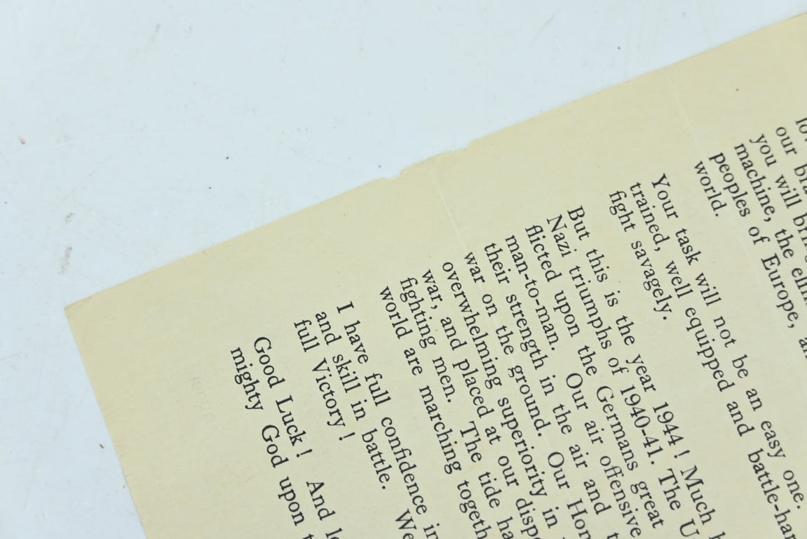 US WW2 Eisenhower D-Day Letter 6 June 1944