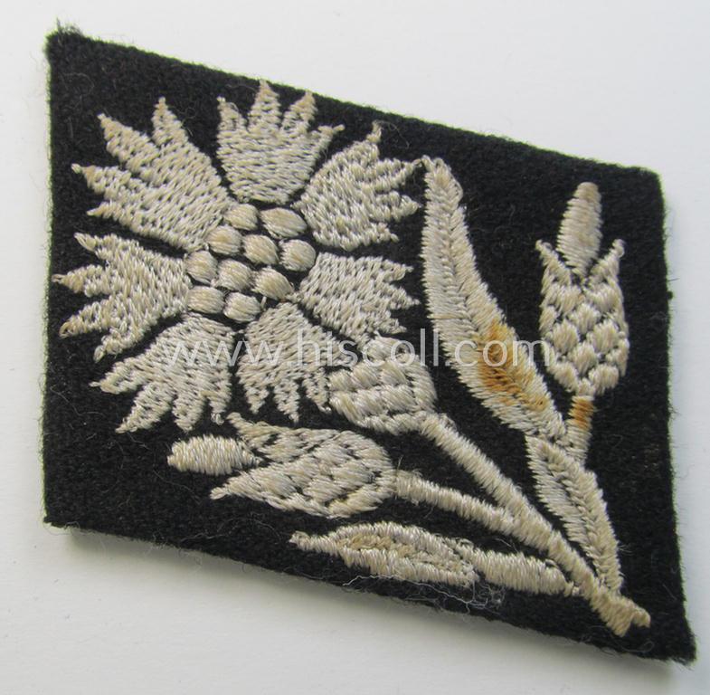 Attractive, Waffen-SS - so-called: 'RzM-styled' - enlisted-mens'- (ie. NCO-) type collar-tab as was intended for usage by soldiers ie. NCOs of the: '22. SS-Freiwilligen-Kavallerie-Division' (ie. sometimes referred to as: "Maria Theresa")