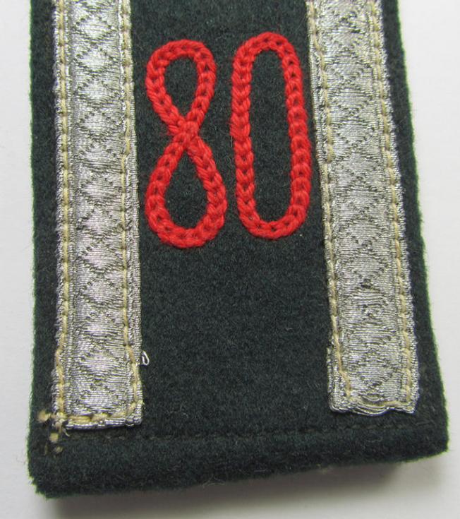Neat - albeit regrettably single! - WH (Heeres), early- (ie. pre-war-) period, 'M36'-pattern- (ie. pointed-styled-) 'cyphered' shoulderstrap, as was intended for an: 'Unterwachtmeister des Artillerie-Regiments 80'
