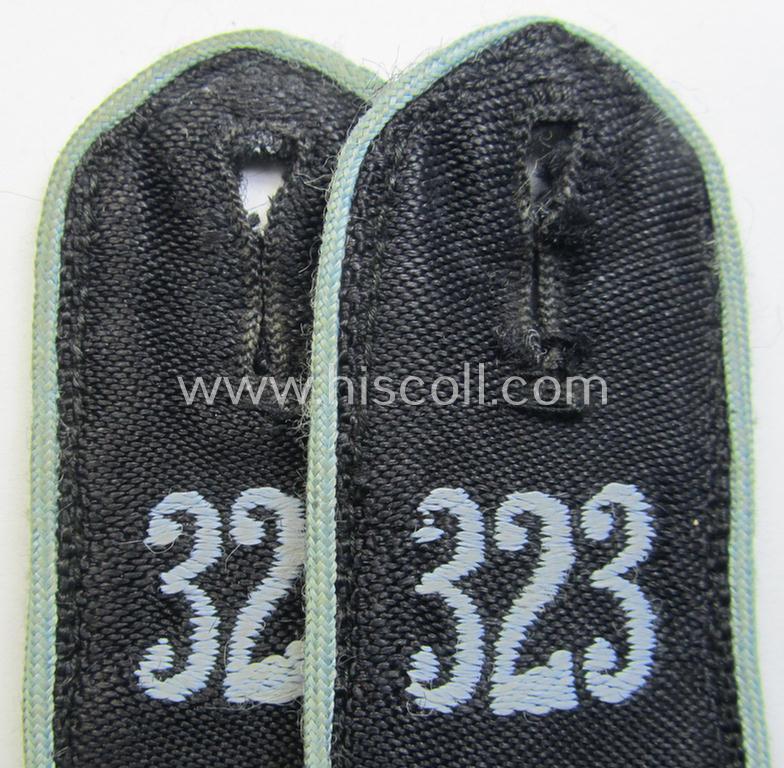 Attractive - and/or matching! - pair of: 'Flieger-HJ' (ie. flight 'Hitlerjugend'-) shoulderstraps as was intended for usage by a: 'Hitlerjunge' who was attached to the: 'Bann 323' (Bann 323 = 'Bann Kaiserslautern (Nordpfalz)'
