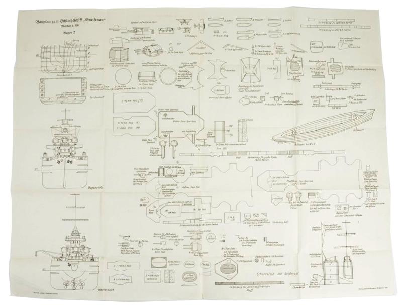 German Woodworkers Scale Plan 'Battleship Gneisenau'