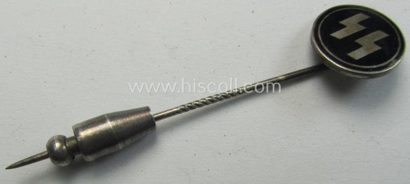 Superb - neatly enamelled and actually rarely encountered! - SS (ie. 'Allgemeine SS') civil-attire badge (ie. 'Zivilabzeichen der SS') being a detailed example that shows a clearly-present makers'-designation and unique serial-number ('140715'...