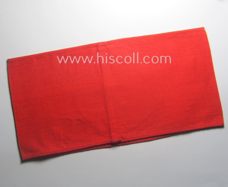 Hardly used nor worn, linnen-based armband (ie. 'Armbinde') as was intended for usage by the staff of the: 'SA-Wehrmannschaften' (being a worn example that still retains its period-attached 'RzM'-etiket)