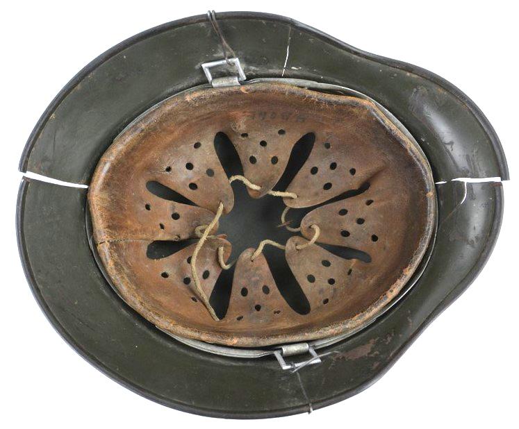 German WH M40 SD Combat Helmet with Battle damage and Half Wire Basket