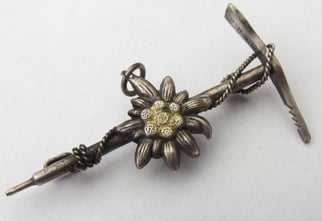German Alpine Edelweiss Stickpin – Silver 800 –...