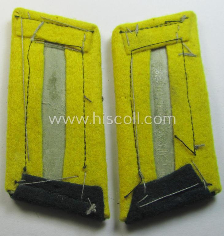 Superb - and actually rarely encountered! - pair of fully matching, enlisted- (ie. NCO-) type collar-tabs (having the bright-yellow-toned branchcolour and dito piping!) as was specificially intended for usage by an army-related: 'Feldpost'-staff-me..