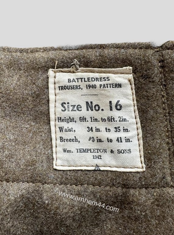 British WWII Battlesdress Trousers -1942-