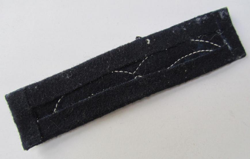 Neat - and actually scarcely encountered, albeit regrettably single! - WH (Luftwaffe), darker-blue-coloured- and/or woolen-based, NCO-type rank-patch (aka 'moustache'), as was intended for an: 'Unteroffizier'