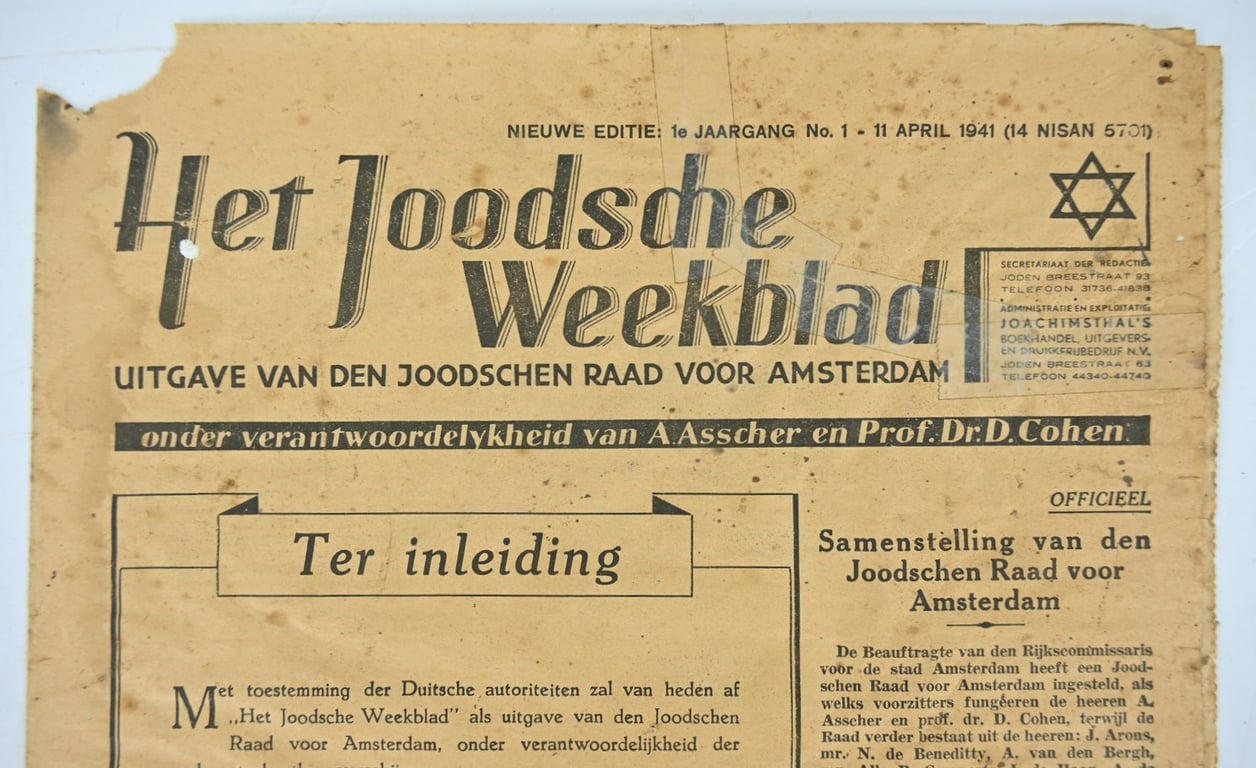 Dutch Jewish Newspaper 11 April 1941 Issue Nr. 1