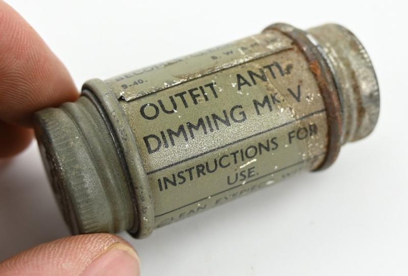 British WW2 Gasmask Anti-Dim Cloth Tin Can