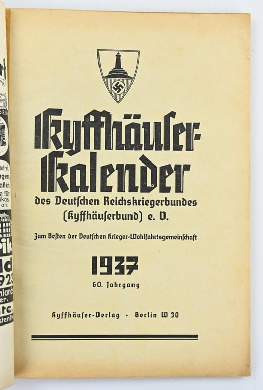 German Kyffhauserbund Kalender 1937