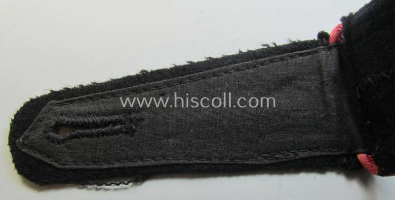 Single, Waffen-SS, NCO-type shoulderstrap as piped in the bright-pink-coloured branchcolour as was intended for usage by an: 'SS-Unterscharführer' who served within the: 'SS-Panzer-Truppen'