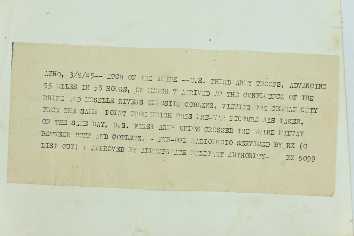 US WW2 Radio Picture Rhine River Coblenz