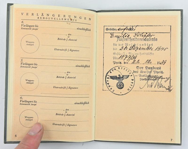 German Third Reich Foreigners Passport
