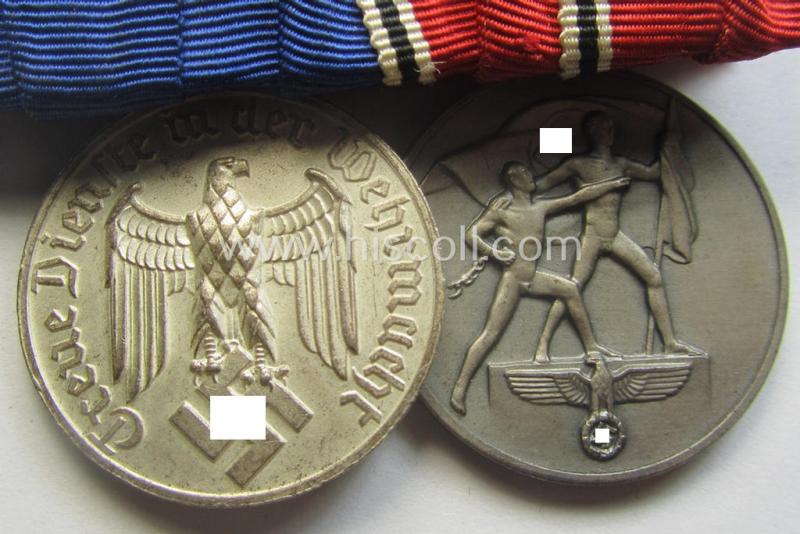 2-pieced, WH (Heeres o. Kriegsmarine) medal-bar (ie.: 'Doppelspange') resp. showing a: 'WH-DA 4. Stufe' and an Austrian 'Anschluss'-medal '1. März 1938'