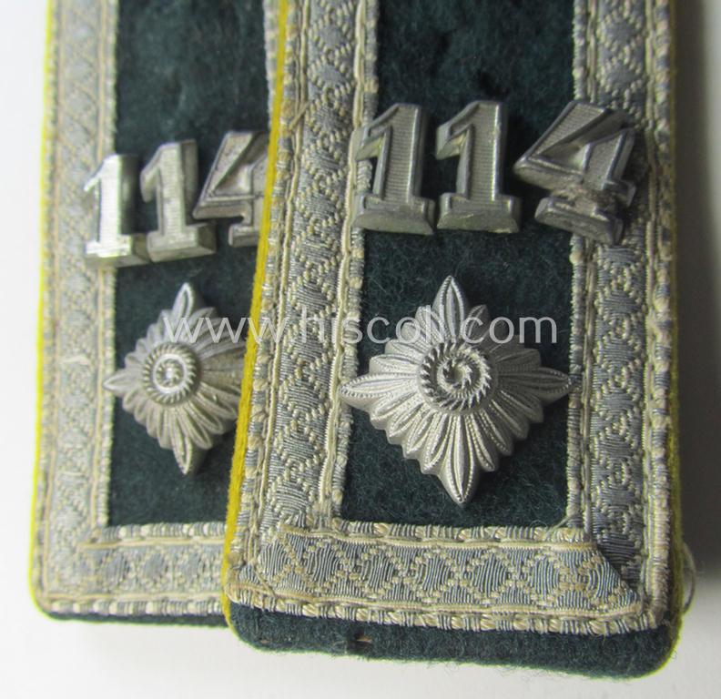 Pair of WH (Heeres) NCO-type (ie. 'M36- o. M40'-pattern) neatly 'cyphered shoulderstraps as was intended for usage by a: 'Feldwebel des Heeres Nachrichten-Abteilungs 114'