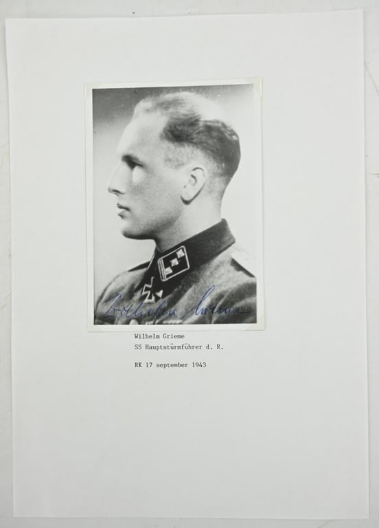 Signature of Waffen-SS KC Reciepient Wilhelm Grieme